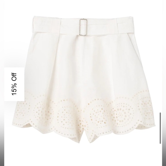A.L.C. Pants - A.L.C. Milos Linen Eyelet Short In Ivory Cream